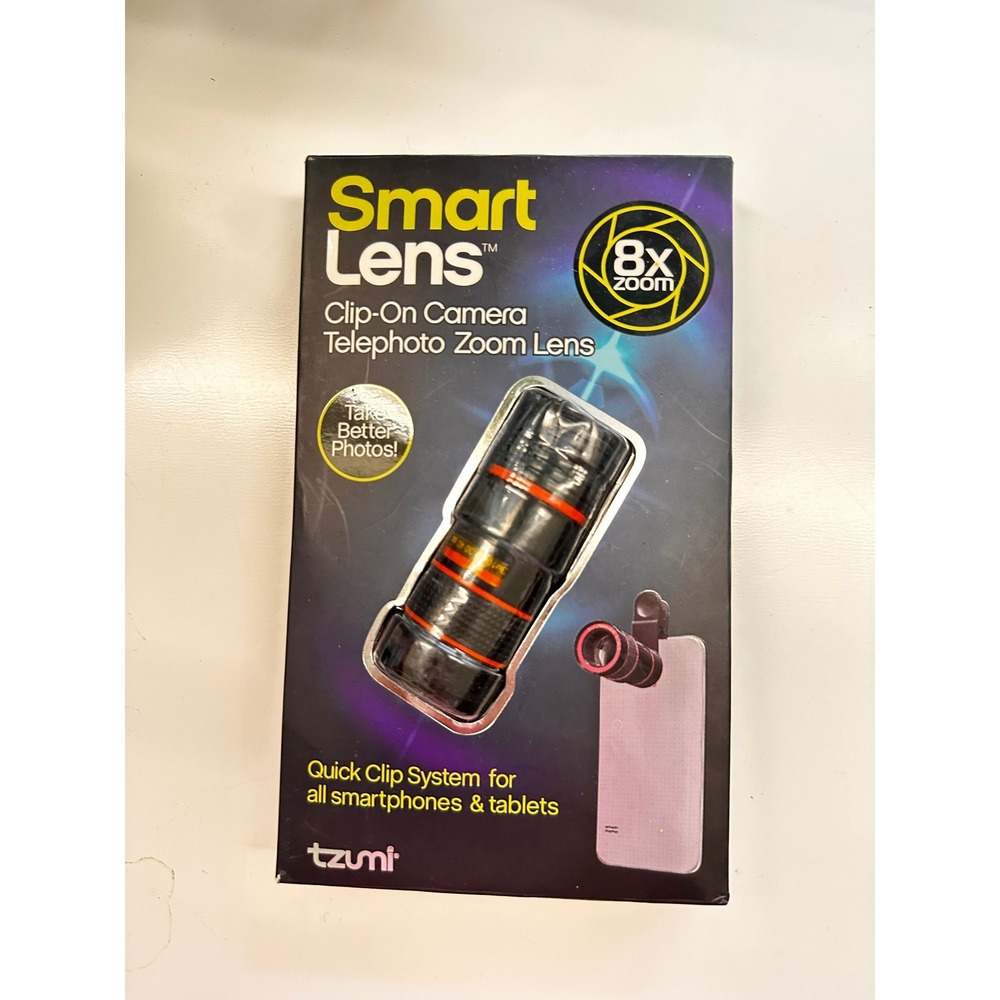 Tzumi Smart Lens Clip-On Telephoto Zoom Lens 8x Zoom Universal Smartphone NIB